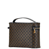 セリーヌ マカダム バニティバッグ ブラック ブラウン PVC レザー レディース CELINE 【中古】